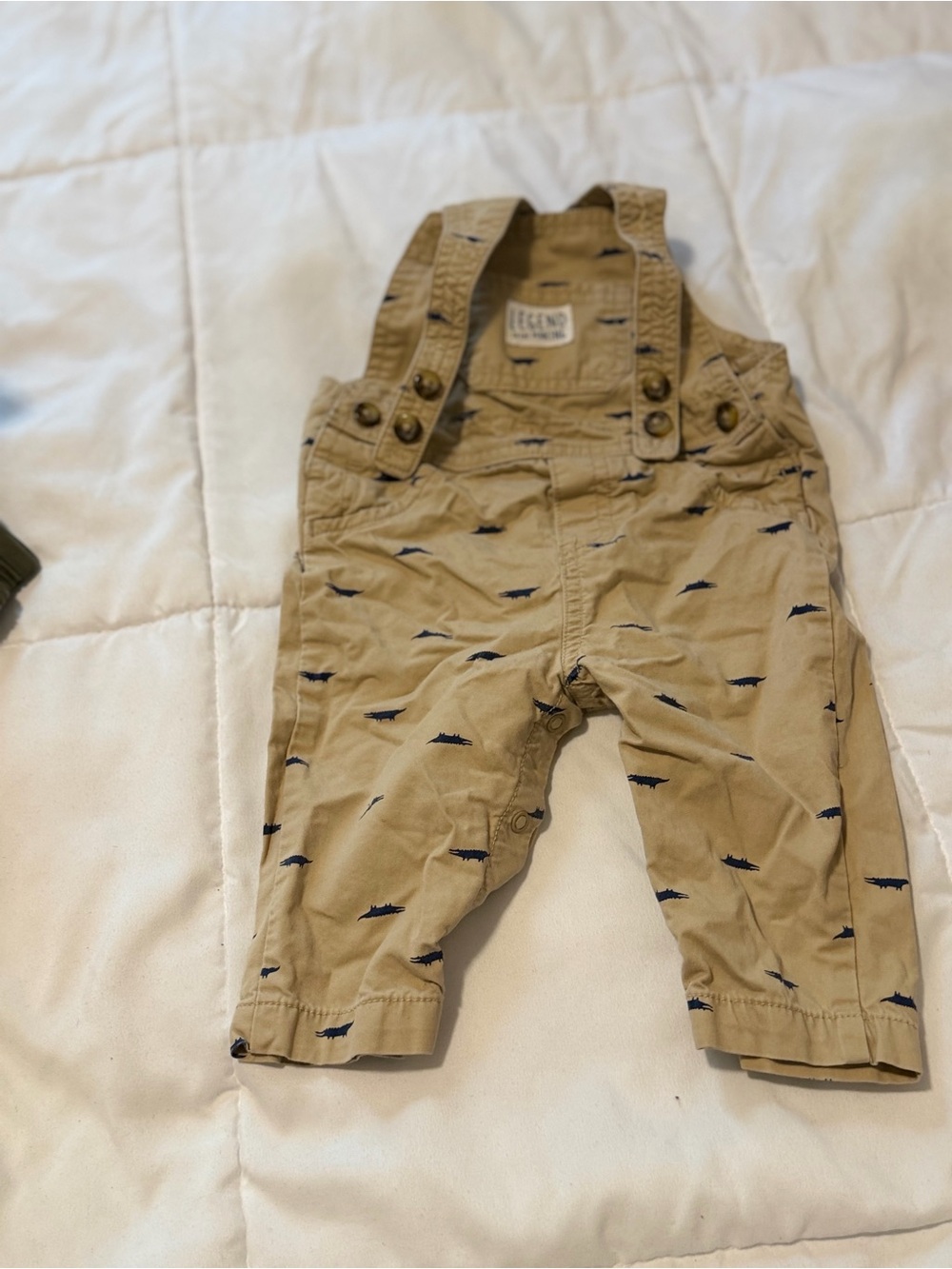 Khaki Shark Print overalls for Kids